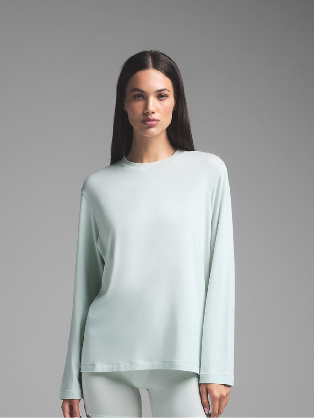 SKIMS Set! Boyfriend Long Sleeve (NWT) and Loose Pant (Used) in Frost